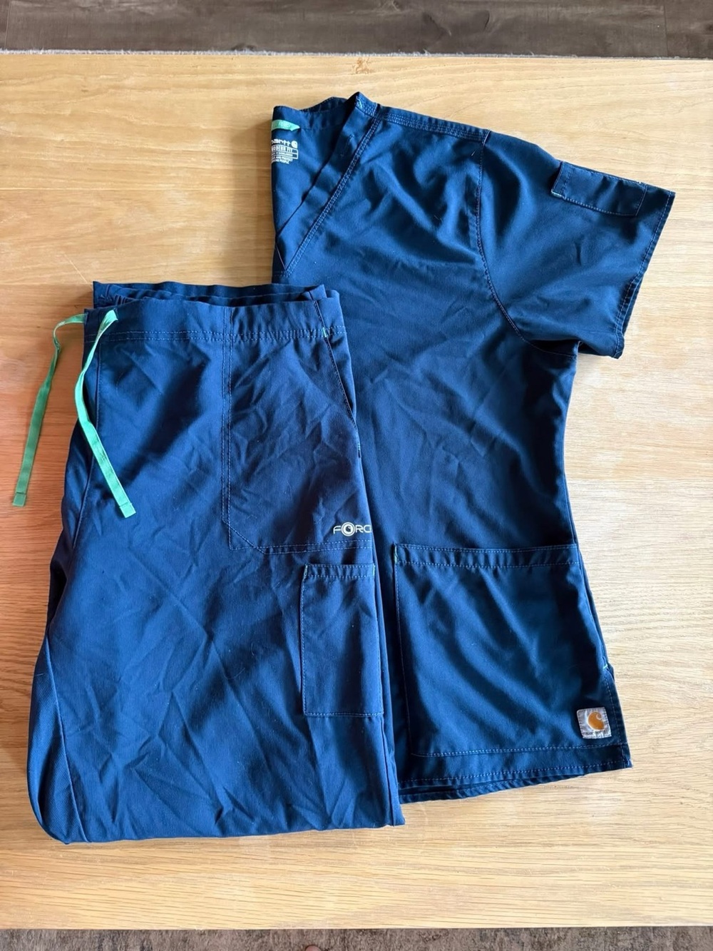 Carhartt Force Scrub Set Women’s 2XL Navy Blue Top & Pants Uniform Set